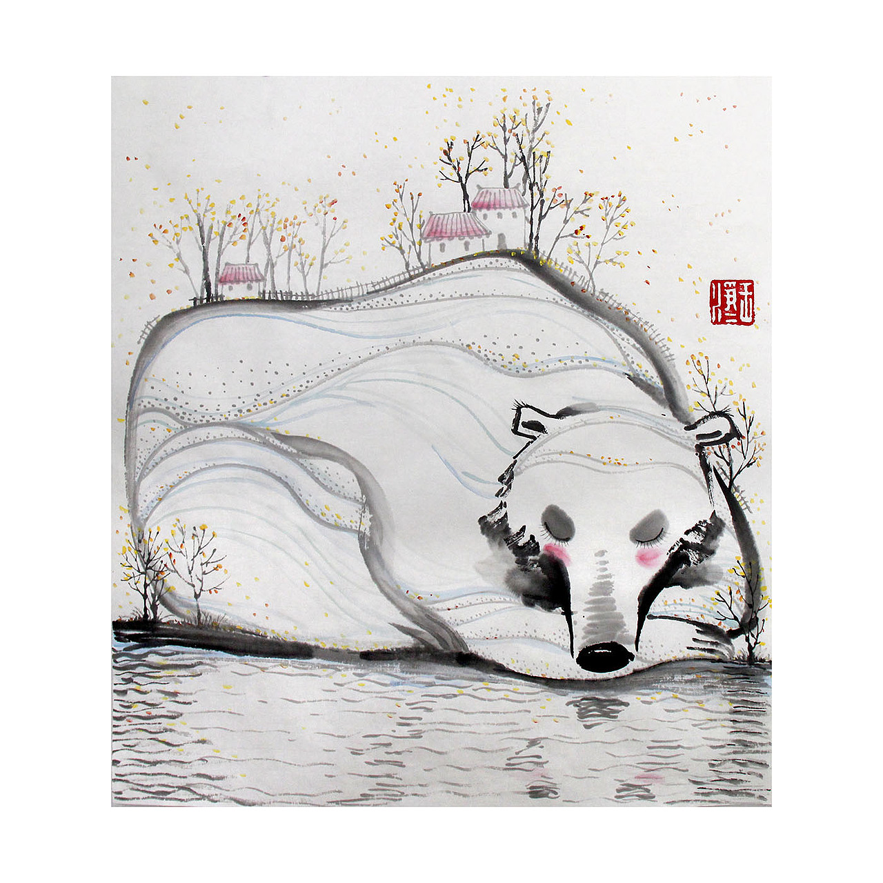 画儿晴天纸本水墨画白熊系列（图ZMzU0MjA1Njg=） - 绘画 - 站酷设计师画儿晴天原创素材 - 站酷ZCOOL