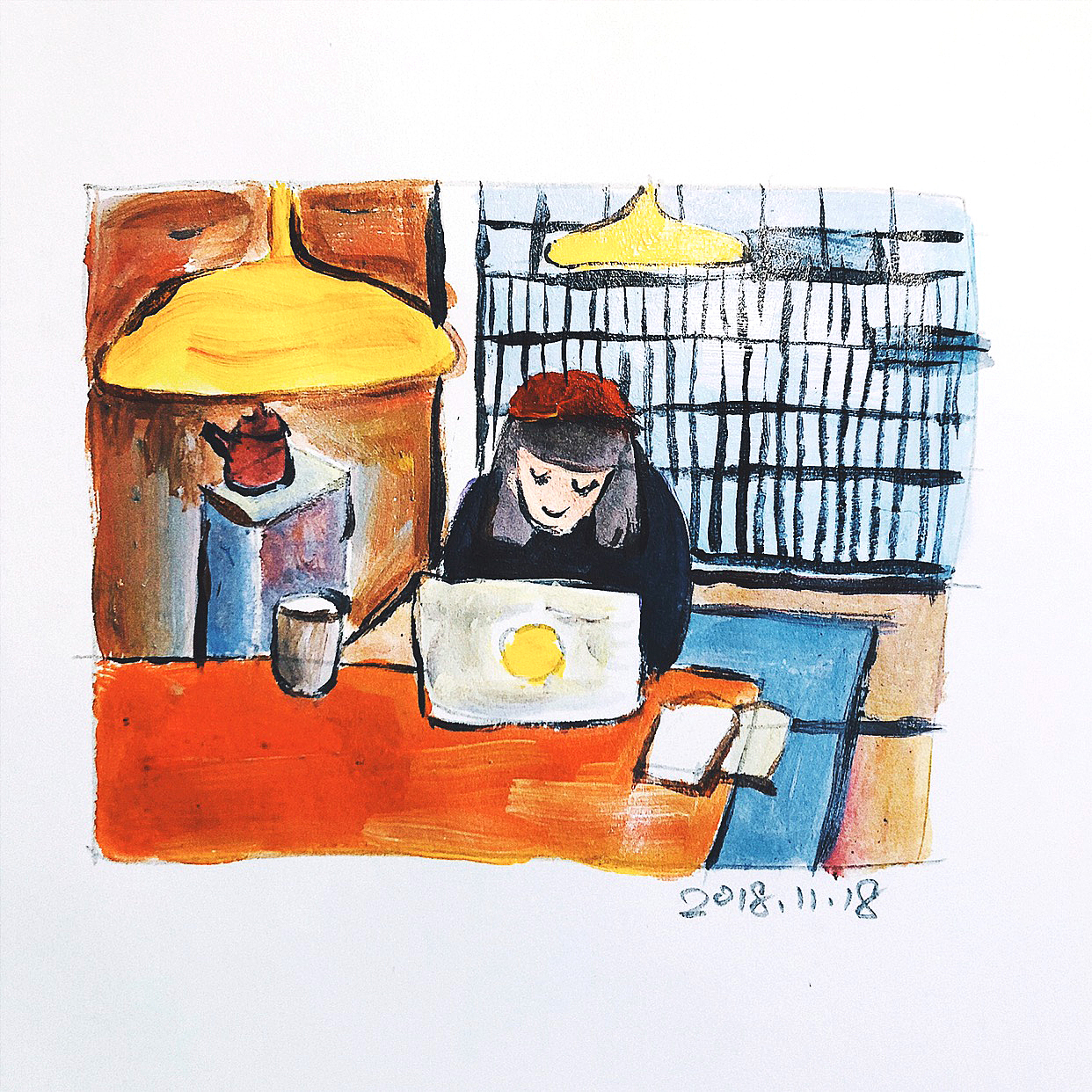 秋日里的日式咖啡馆午后