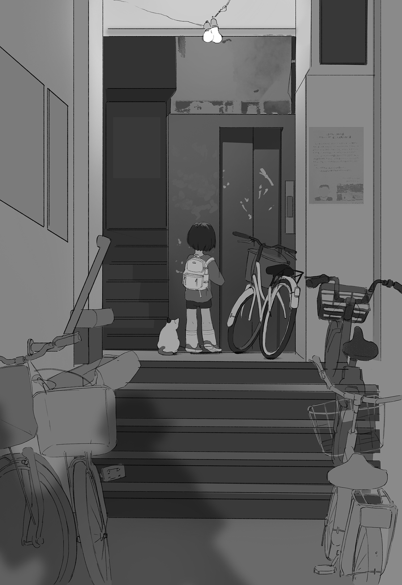 【色彩班长】“电梯好久哦”（图ZMjg2NDYxNzAw） - 艺术插画 - 站酷设计师Mikon弓米弓原创素材 - 站酷ZCOOL