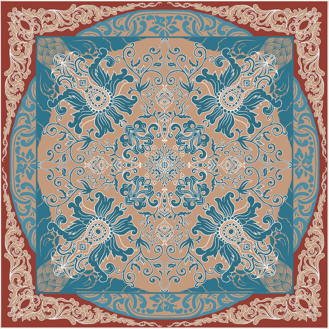 中国传统纹样丝巾图案设计