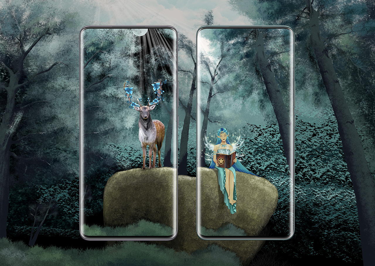 乐划锁屏插画大赏/森林精灵（图ZMjYzNDA0MTM2） - 海报 - 站酷设计师妖唛咪原创素材 - 站酷ZCOOL