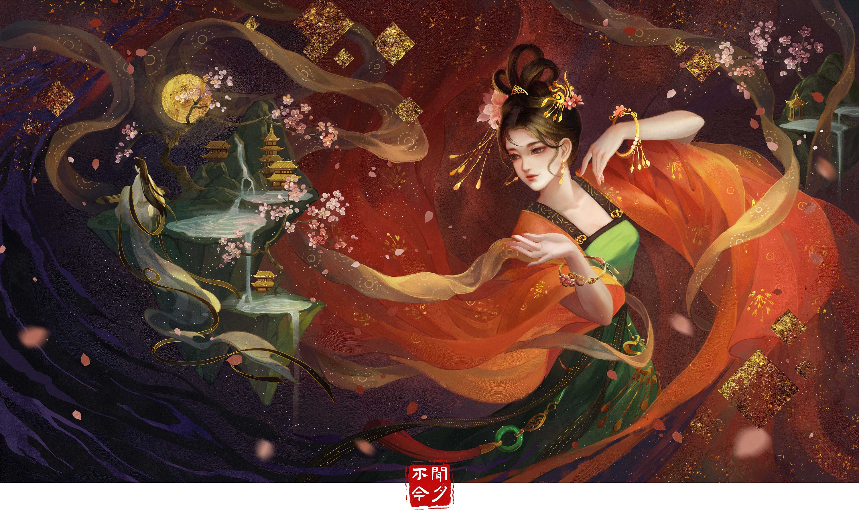 古风插画-《一舞心人离》