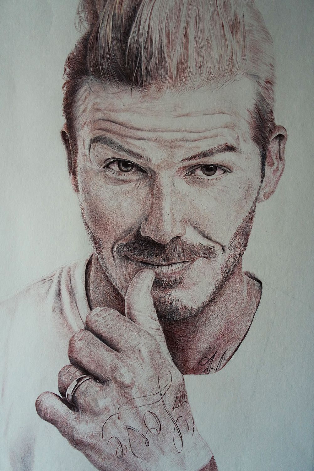 贝克汉姆足球圆珠笔素描明星一只阿胤一只阿胤一只阿胤手绘221一只阿