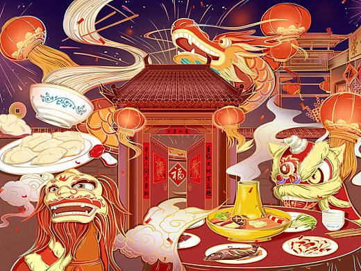 春節(jié)（個(gè)人主頁-ZNTAxOTE4MDA=） - 商業(yè)插畫 - 站酷設(shè)計(jì)師阿君喲喲原創(chuàng)素材 - 站酷ZCOOL