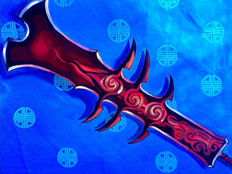 这是我为其中一个玩战士的好友画的礼物呢 因为游戏里得不到,所以.