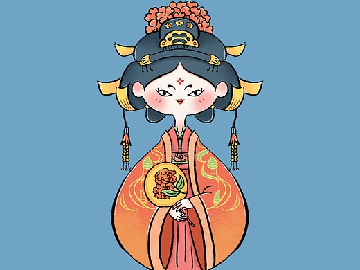 插画练习|儿童人物复古汉服头像插画