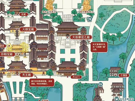 奉化溪口雪窦寺手绘地图