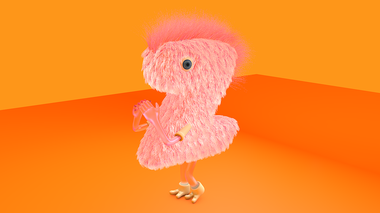 C4D制作可爱卡通毛绒Z字小人