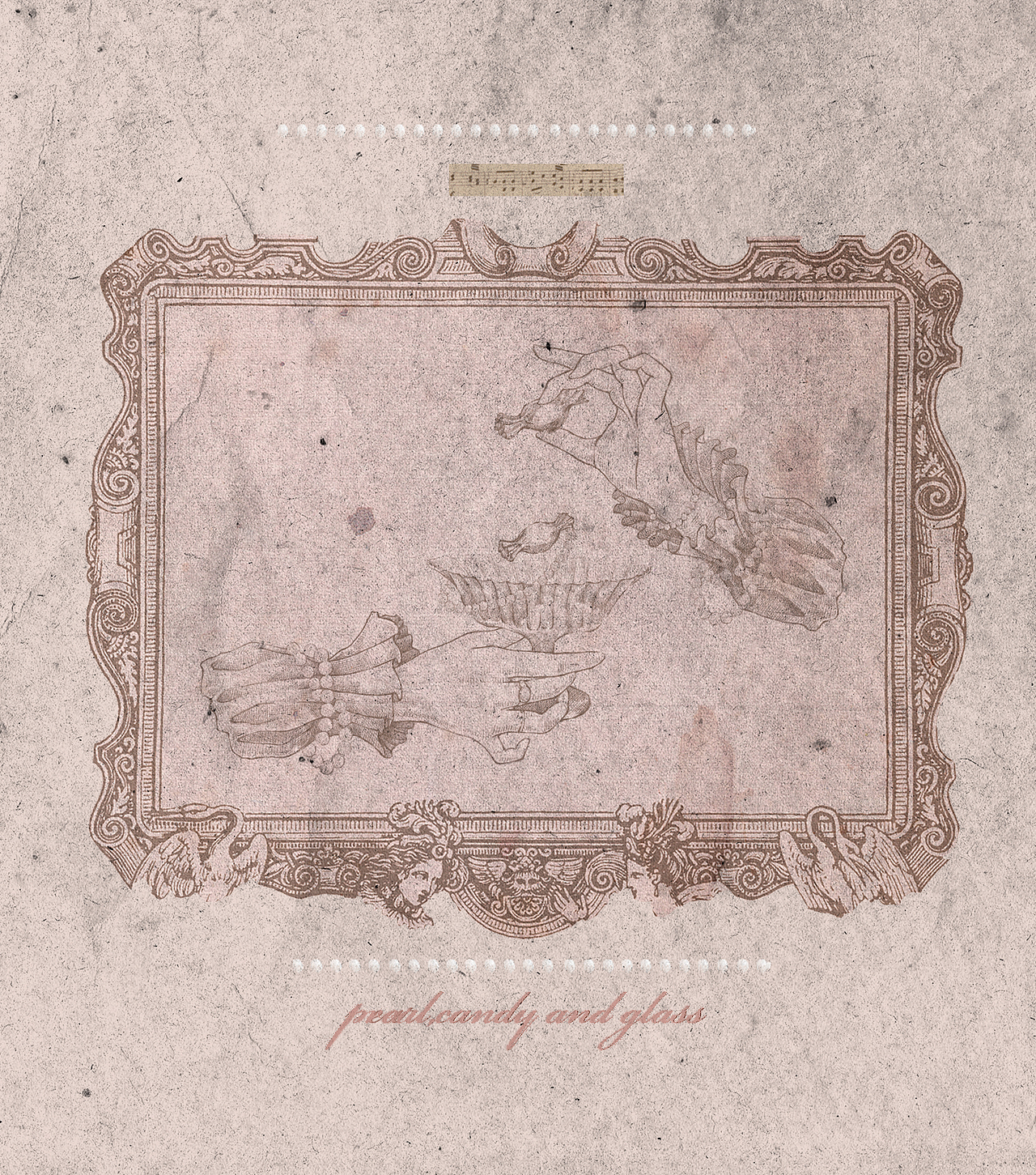 原创复古插画/LOGO设计/珍珠,糖果与玻璃杯