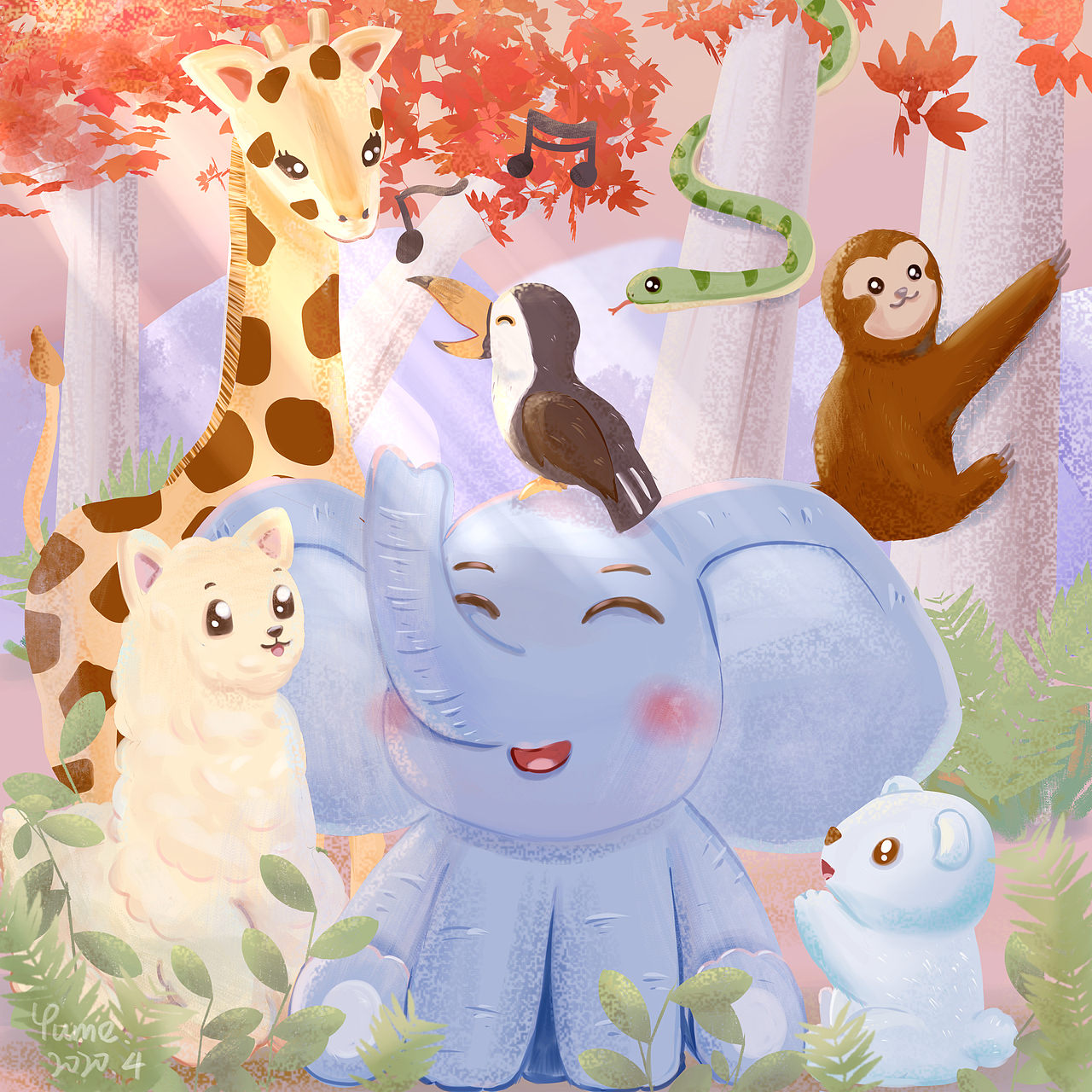 动物保护宣传儿童插画2张