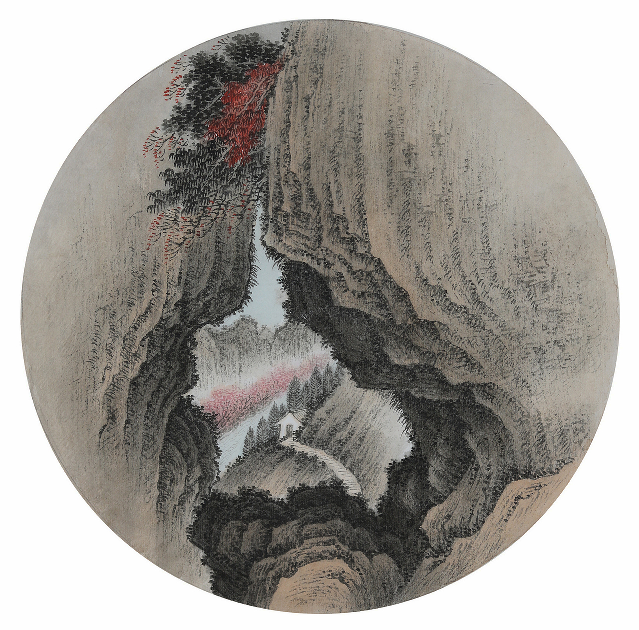 国画山水团扇 青绿山水画家王军河作品