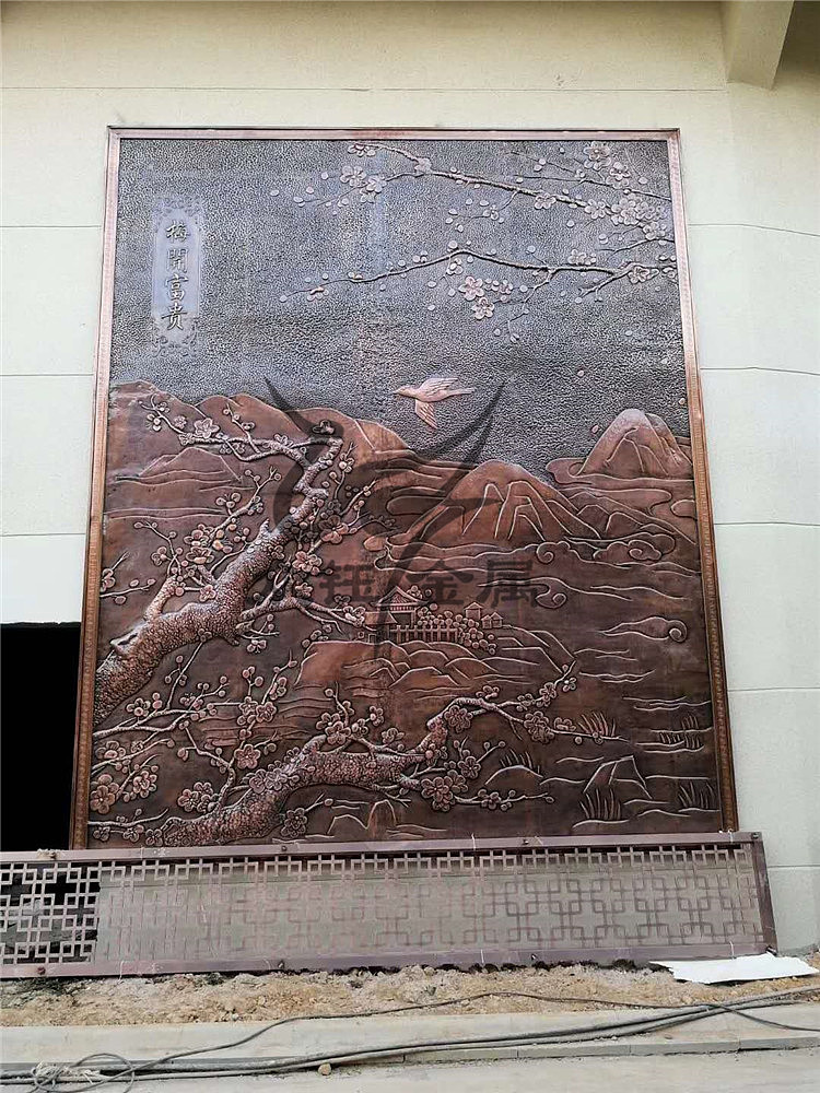 整板实心铜板浮雕工艺室外墙体壁画