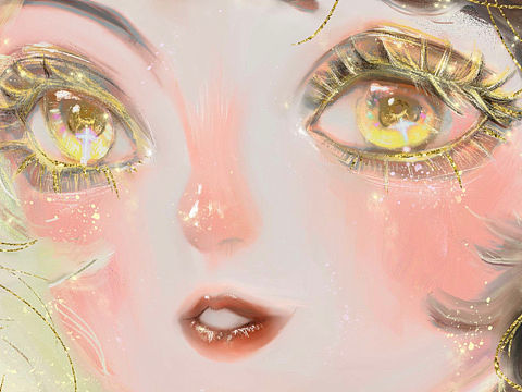 简单教程/如何画一个金闪闪的女孩子💗