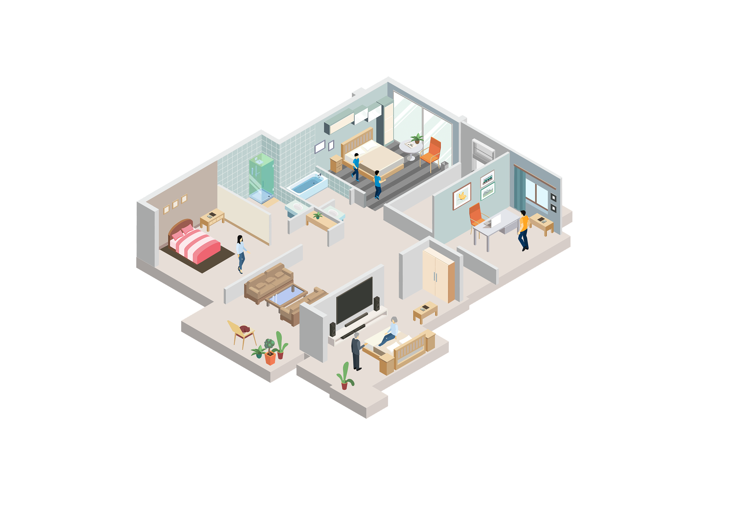 2.5d室内户型图|插画|商业插画|阿姜姜168 - 原创作品 - 站酷 (zcool)