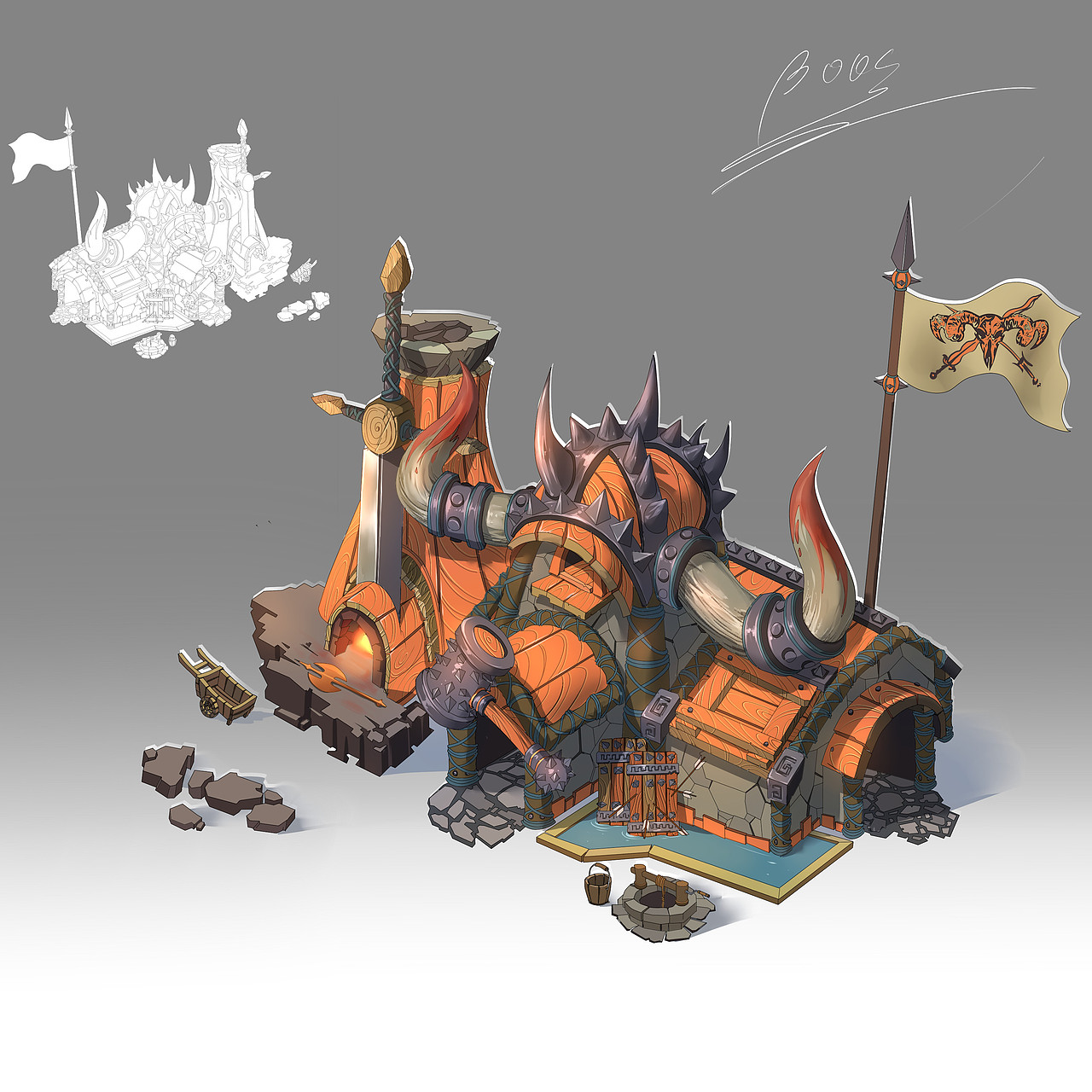 维京风格武器店|插画|游戏原画|最大boss_原创作品-站酷zcool