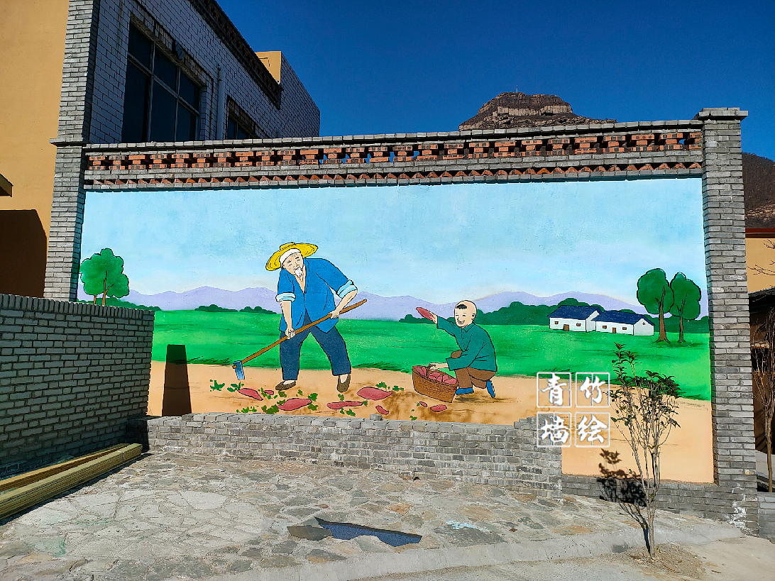 美丽乡村和谐家园墙绘,大型墙绘,丰收墙绘
