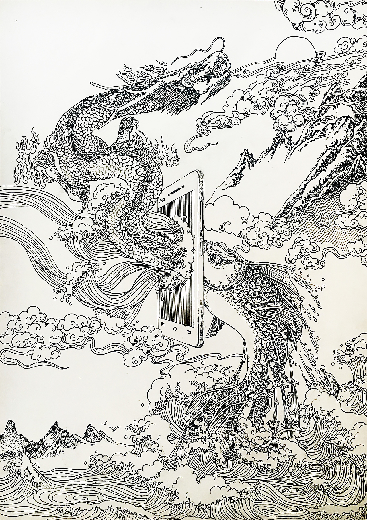 鯉躍&破繭—vivo告別不快（圖ZNTM2OTk0MTY=） - 商業(yè)插畫 - 站酷設計師SunpoolZCG原創(chuàng)素材 - 站酷ZCOOL