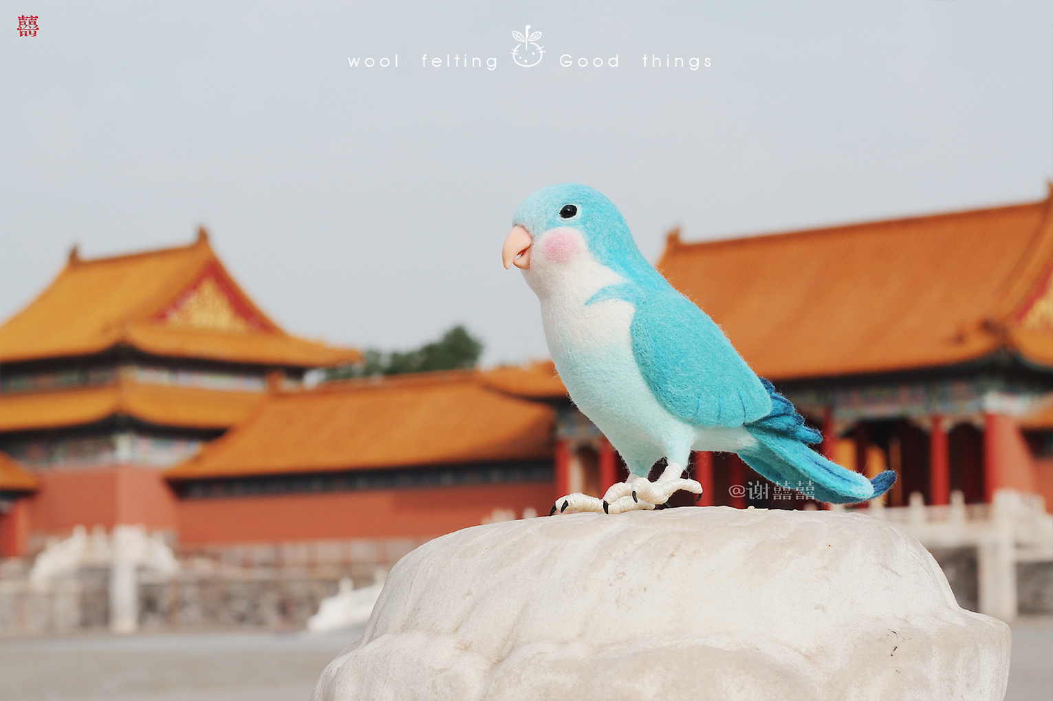 囍囍的羊毛毡 之 带着饭客小鹦鹉游故宫