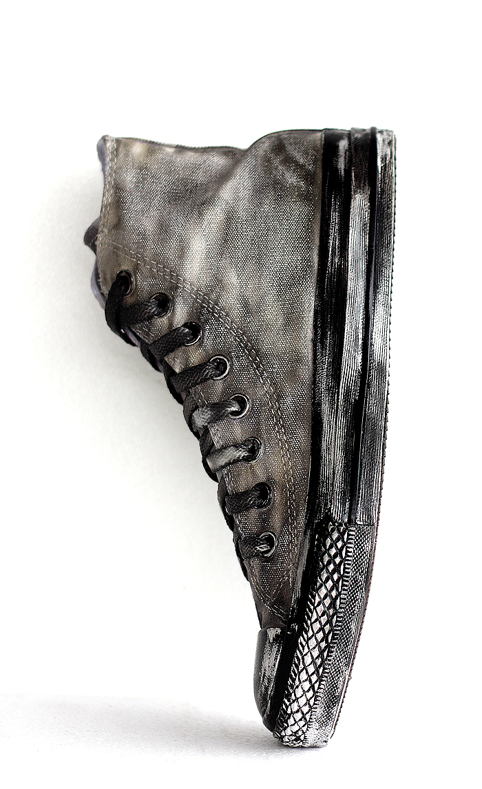 纯手绘打磨做旧帆布鞋