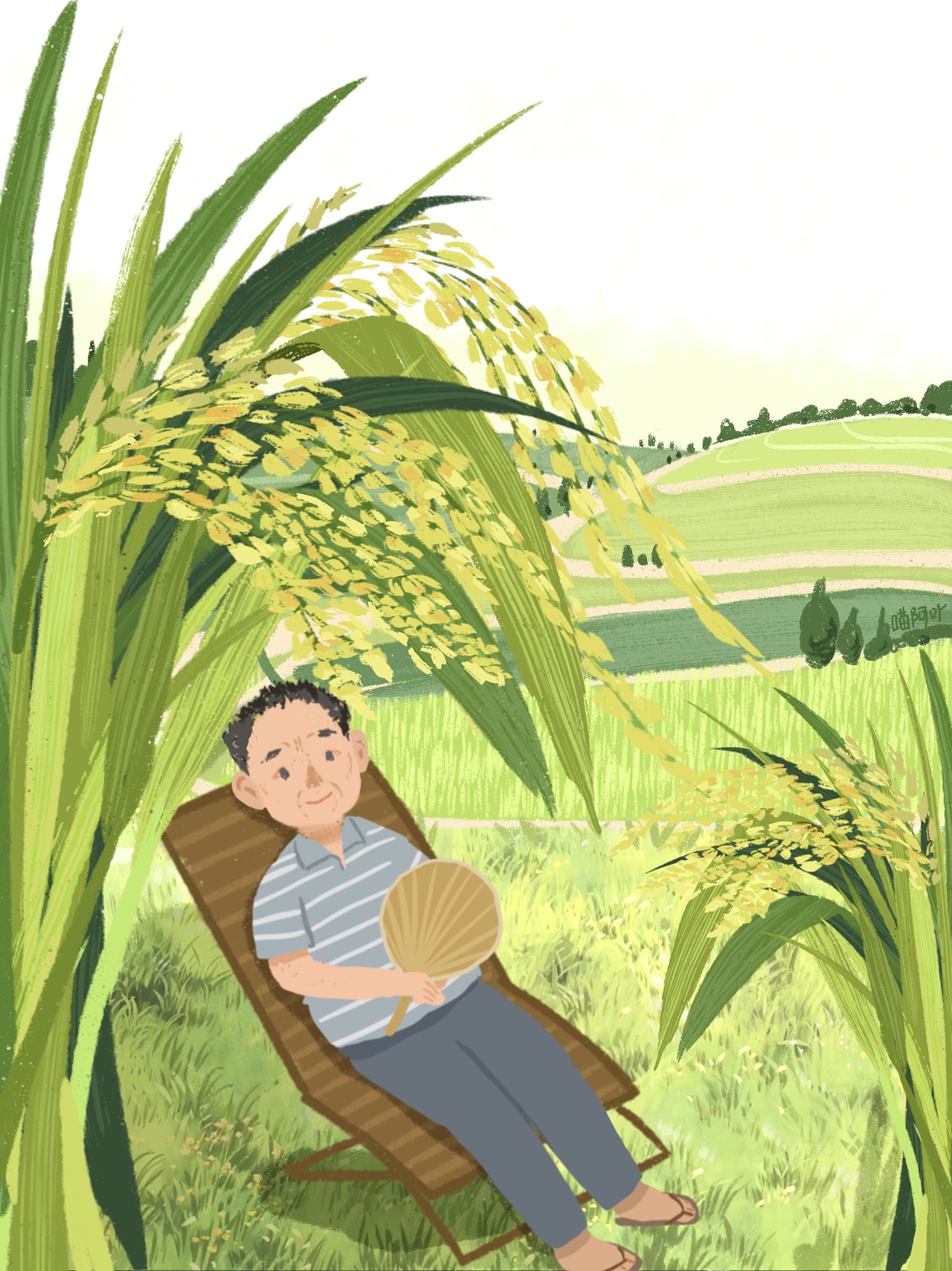 909090风吹稻花香,那是您灵魂的回响|插画|创作习作|喵阿吖