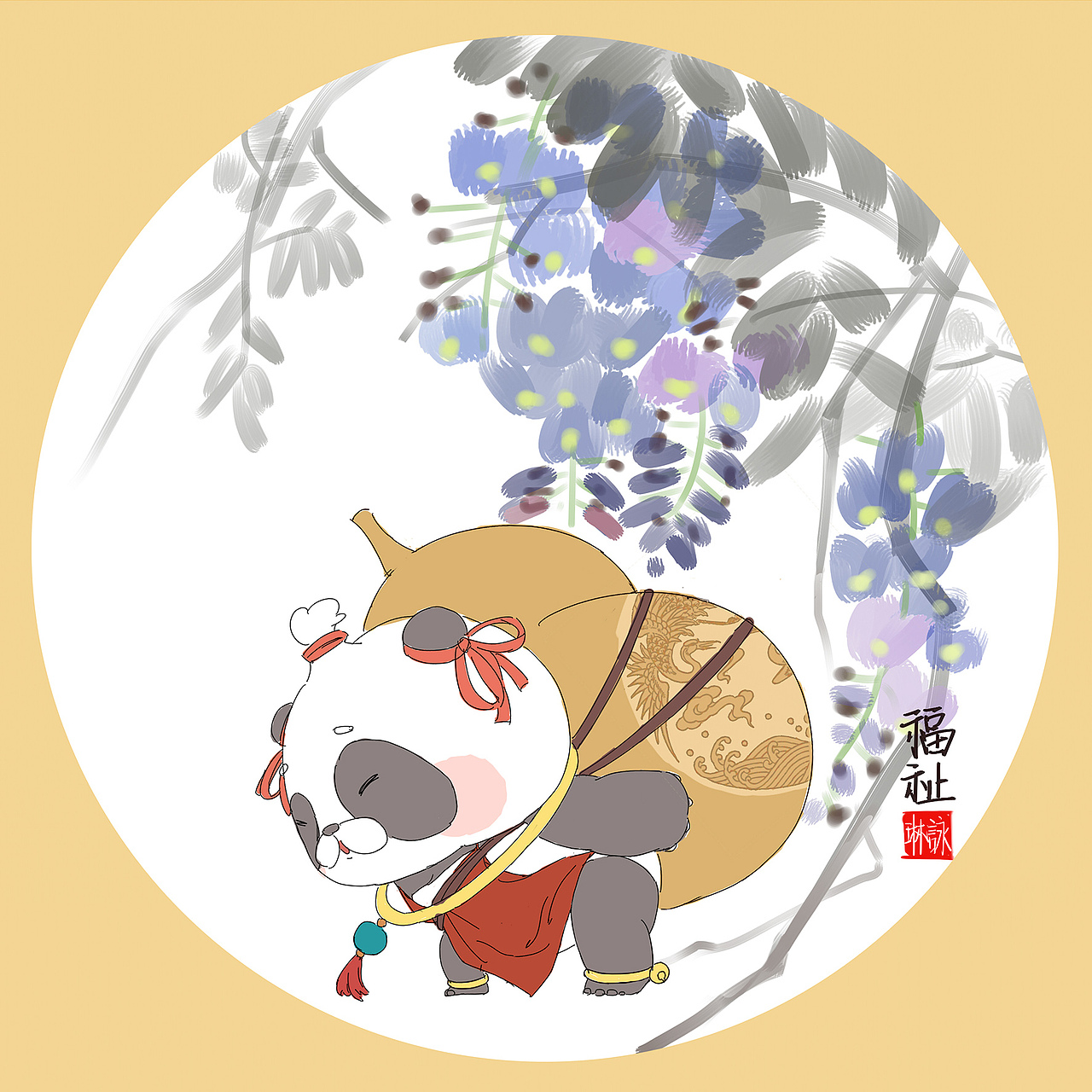 2018毕设|熊猫系列国画设计作品