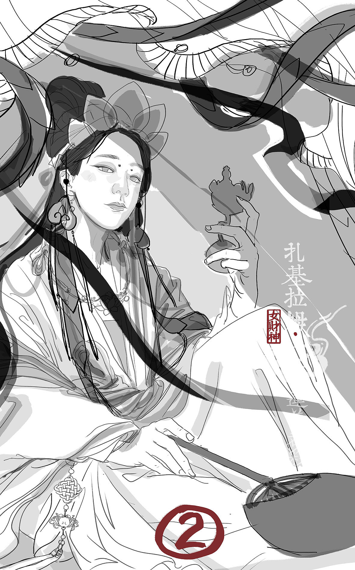 岩彩画·迎财神 如果你还不知道中国有位女财神扎基拉姆(图ZMjQzMDkyMzky) - 绘画 - 站酷设计师莲羊原创素材 - 站酷ZCOOL