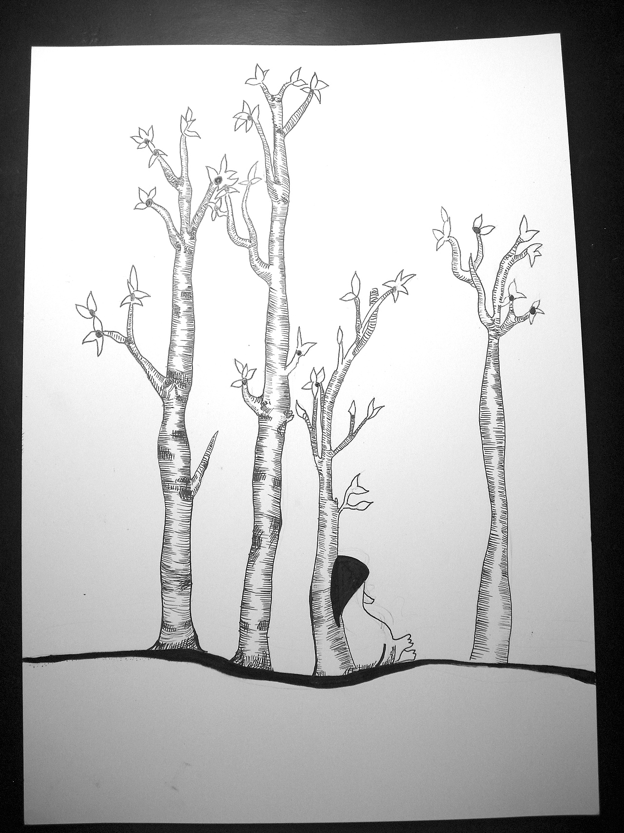 黑白手绘抽象画