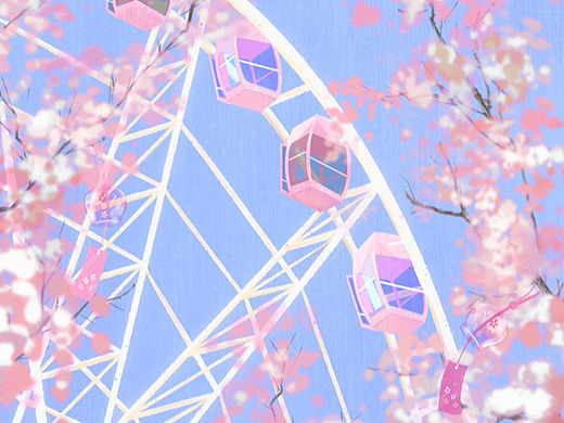 原创插画：关于摩天轮与樱花