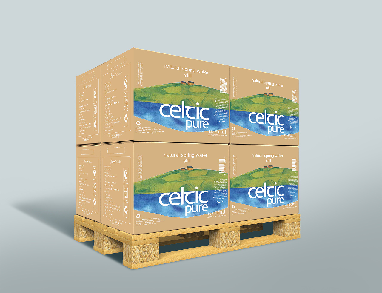 凯尔特·纯天然矿泉水纸箱设计