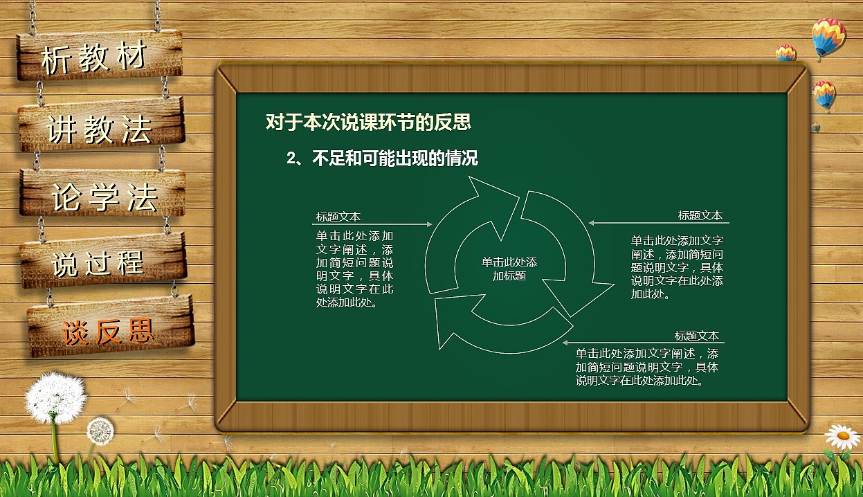 创意黑板讲台教师说课PPT模板