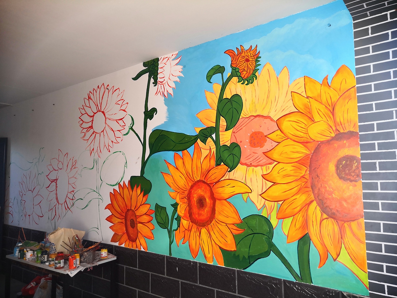 向日葵墙绘