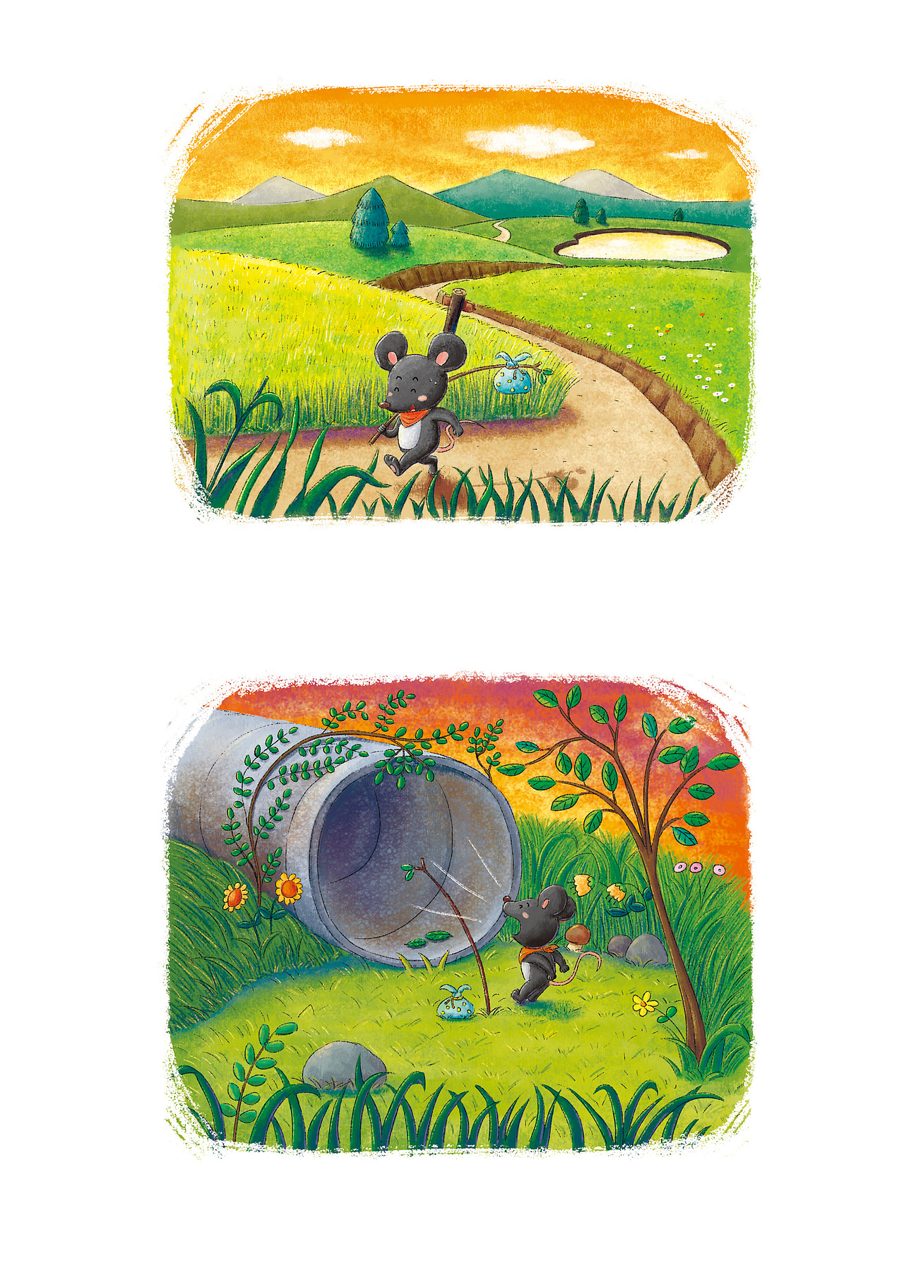 儿童插画~流浪的小老鼠