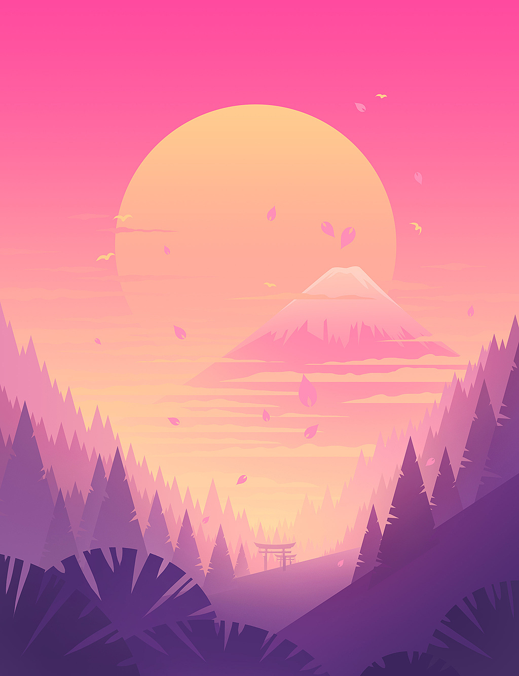 偏扁平风风景插图|插画|创作习作|葬心邪 - 原创作品 - 站酷 (zcool)