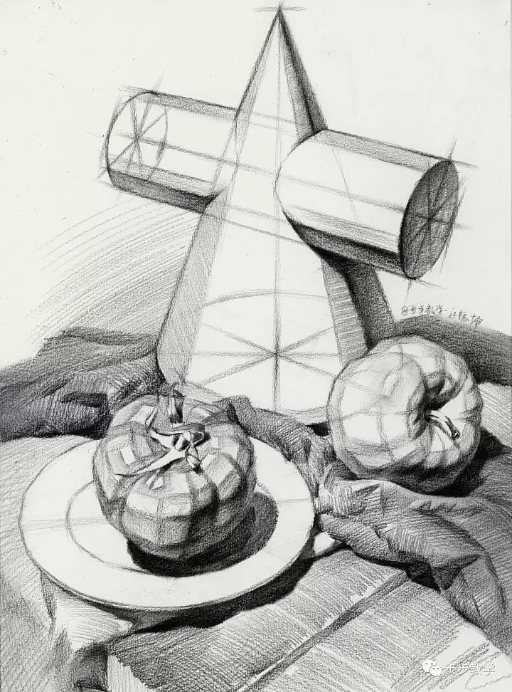 贵州美术网分享经典素描静物作品,来源于步步教学