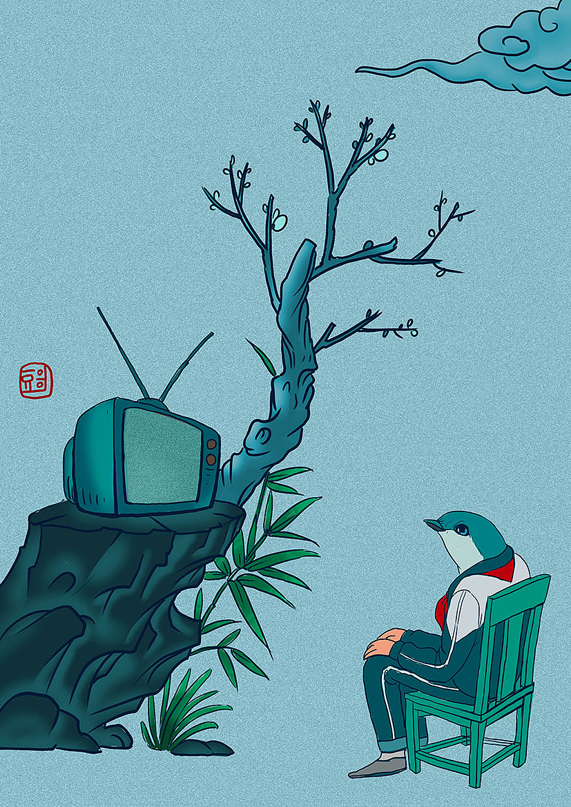 鸟语（图ZOTgxOTI5OTI=） - 商业插画 - 站酷设计师插画师傅逗原创素材 - 站酷ZCOOL