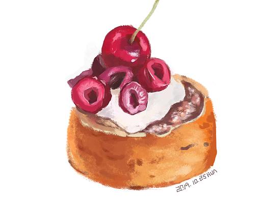 红果蛋糕手绘临摹