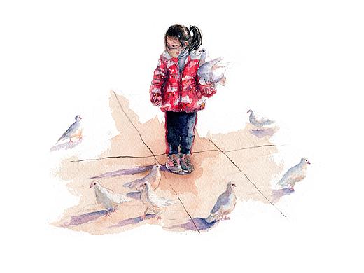 原創(chuàng)水彩畫 | 人間煙火 公園里的小女孩（個人主頁-ZNTE4MTk2MTI=） - 繪畫 - 站酷設計師林乃舟原創(chuàng)素材 - 站酷ZCOOL