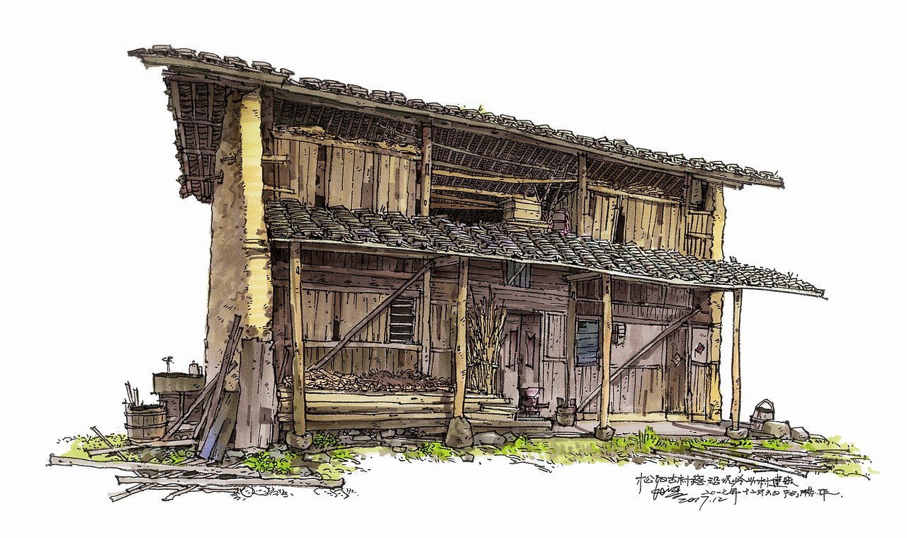 民居古建写生（图ZMTM2MTY0MjE2） - 建筑设计 - 站酷设计师绘聚设计教育原创素材 - 站酷ZCOOL