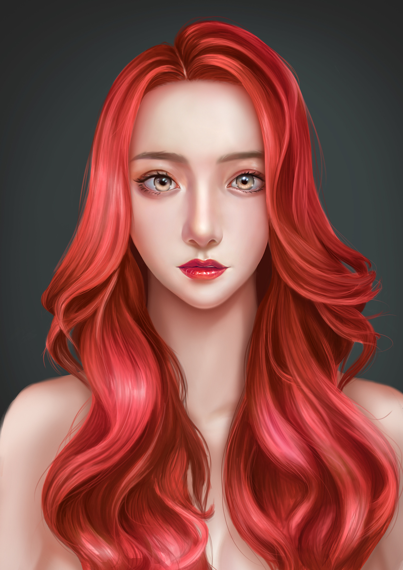 红毛女肖像练习|插画|商业插画|mddbbm - 原创作品 - 站酷 (zcool)