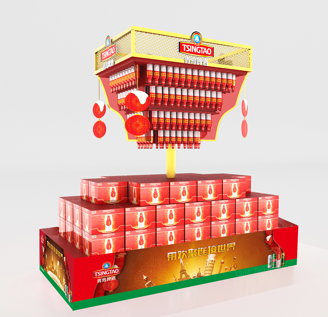 青岛啤酒cny堆头posm设计