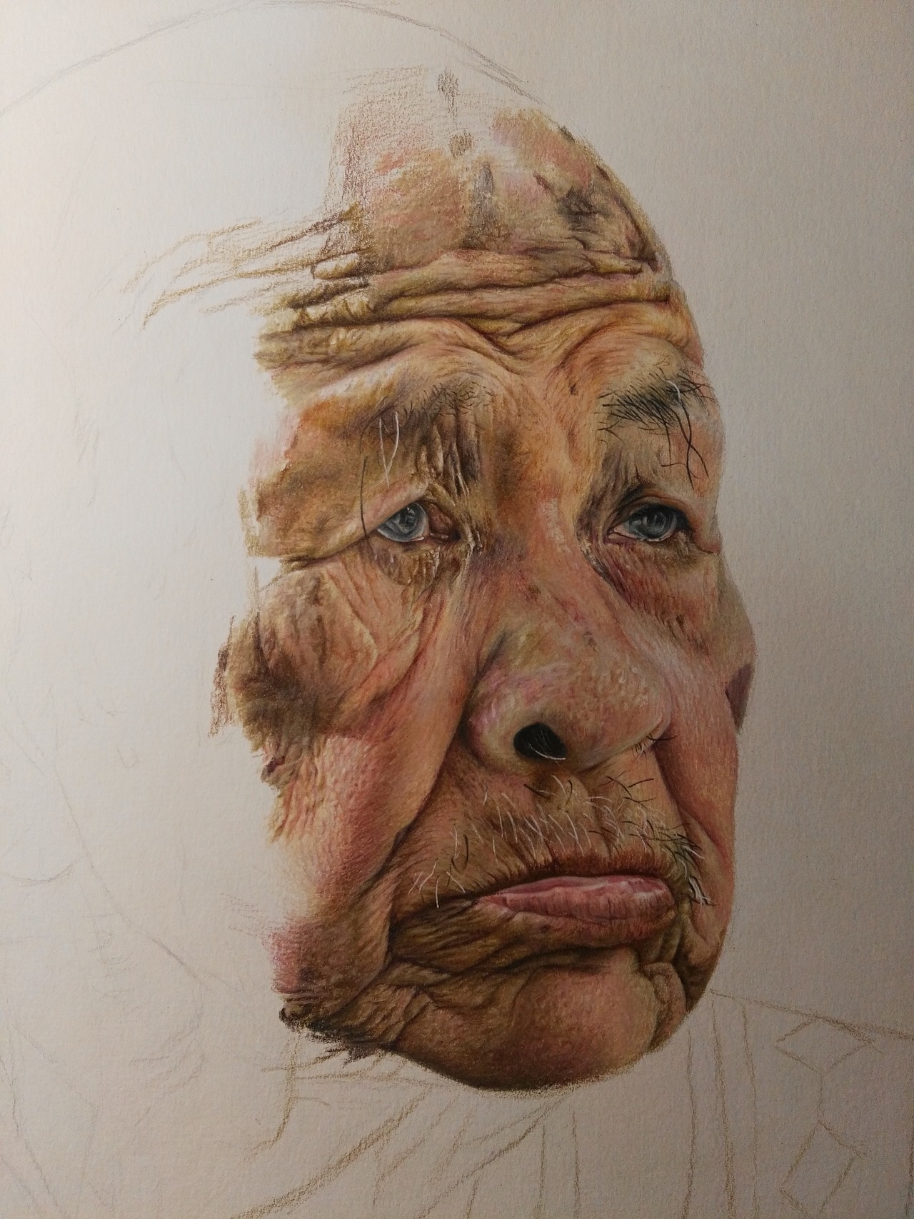 写实彩铅作品《爷爷》（图ZNzkyMTc2ODg=） - 绘画 - 站酷设计师浩轩手绘原创素材 - 站酷ZCOOL