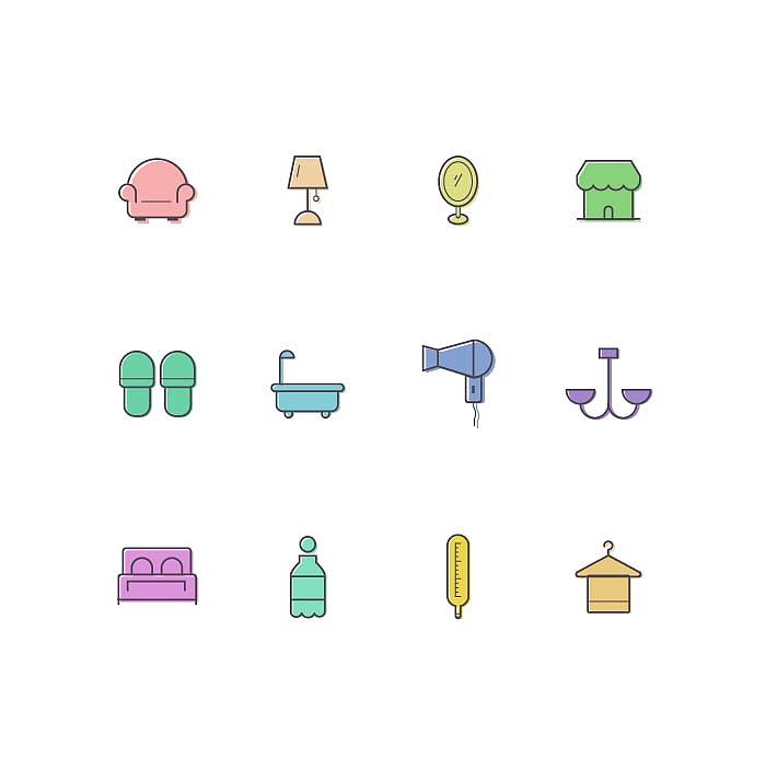 家居線面圖標(biāo)（圖ZMTA2Mjc0MzI0） - 圖標(biāo) - 站酷設(shè)計(jì)師瘋子超人原創(chuàng)素材 - 站酷ZCOOL