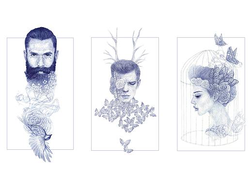 圆珠笔插画《梦一场系列》