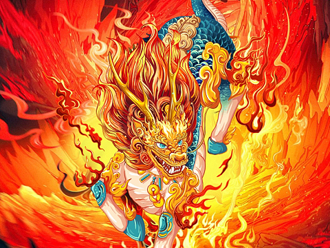 麒麟貔貅国潮手绘商业插画