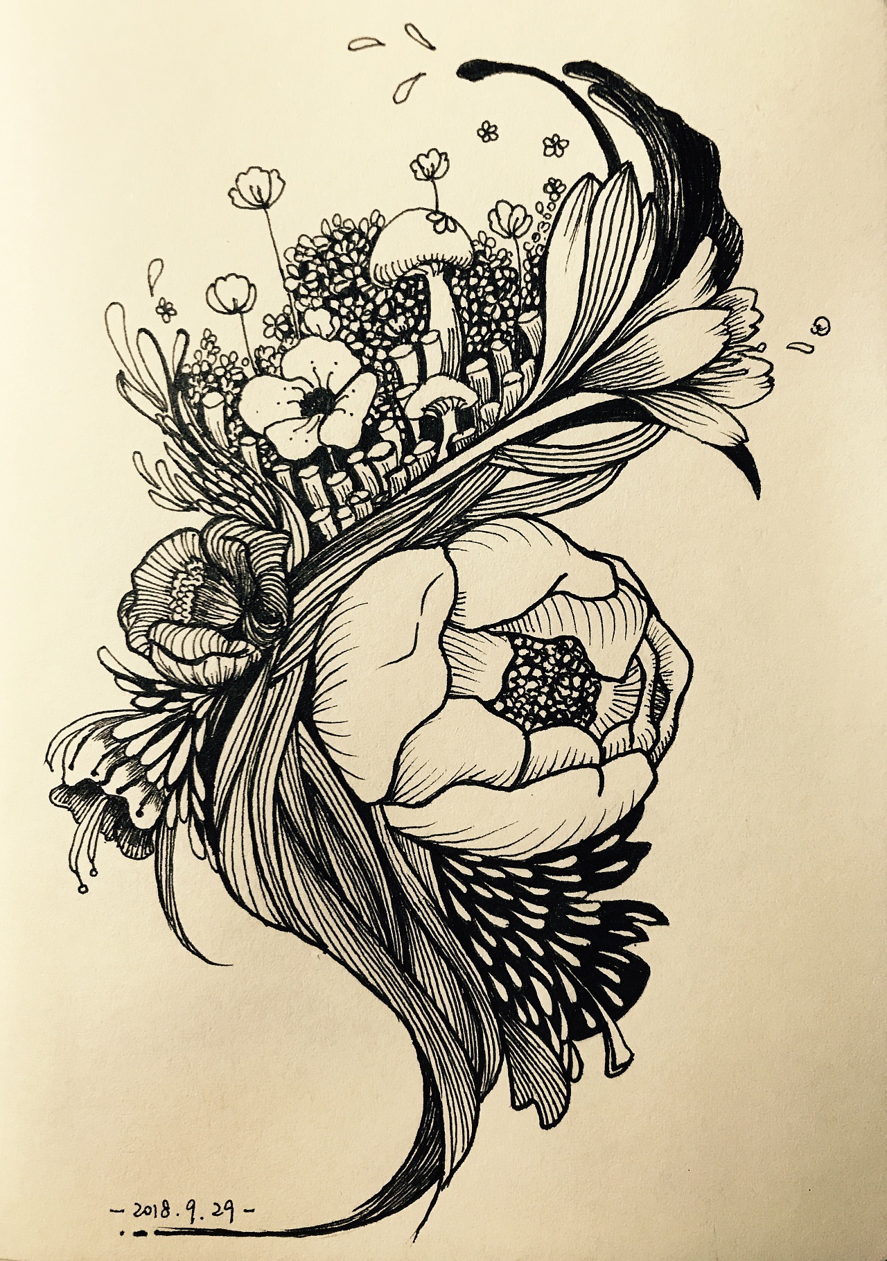 装饰画 插画 手绘 黑白