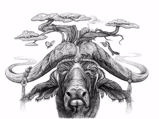 手绘插画 — 牛