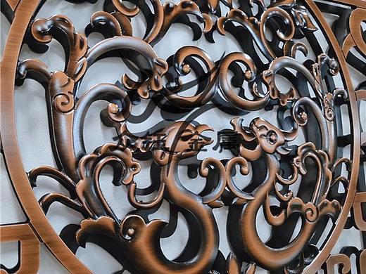 北京酒店仿古铜中式设计不锈钢拉丝屏风