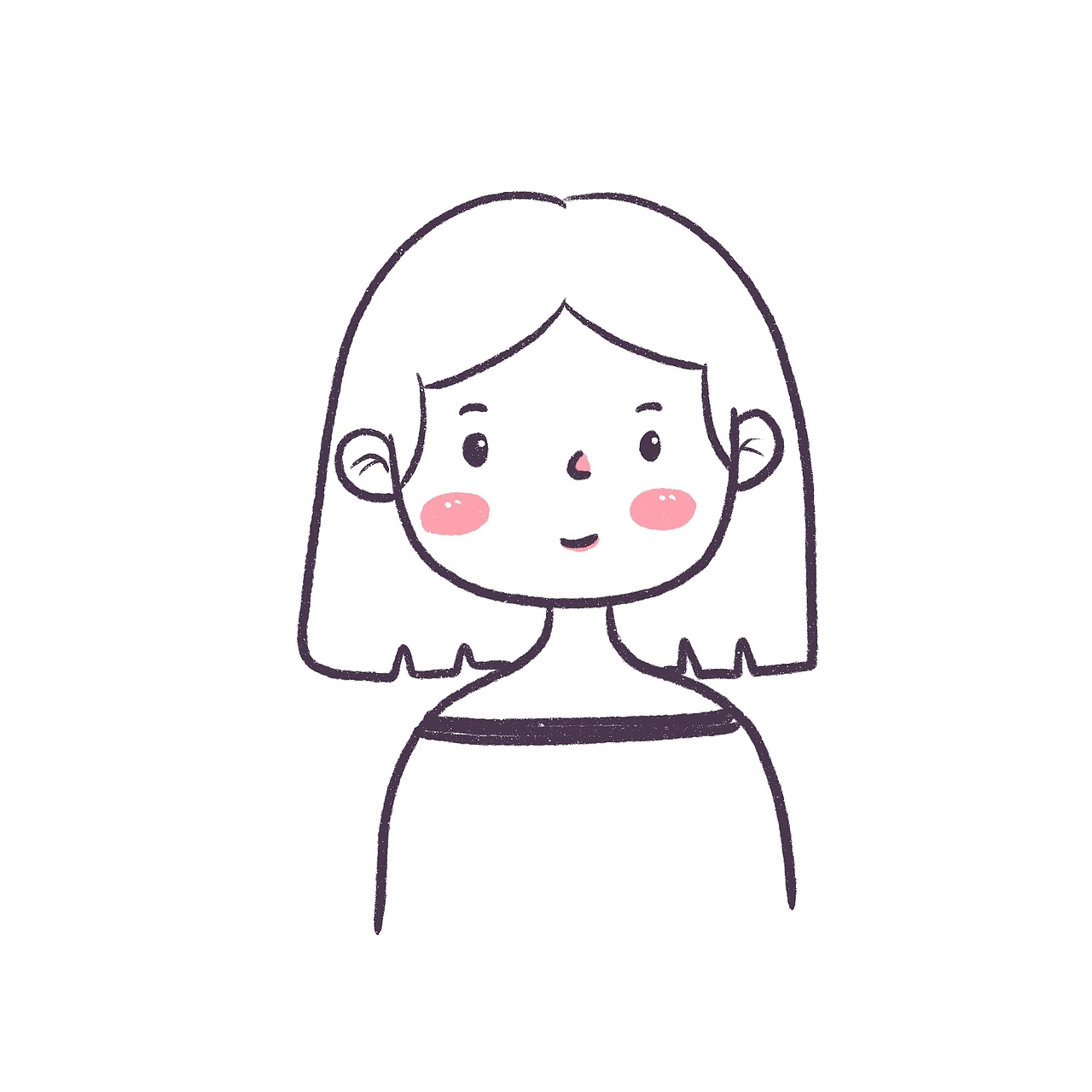 花栀子插画简笔画女生头像