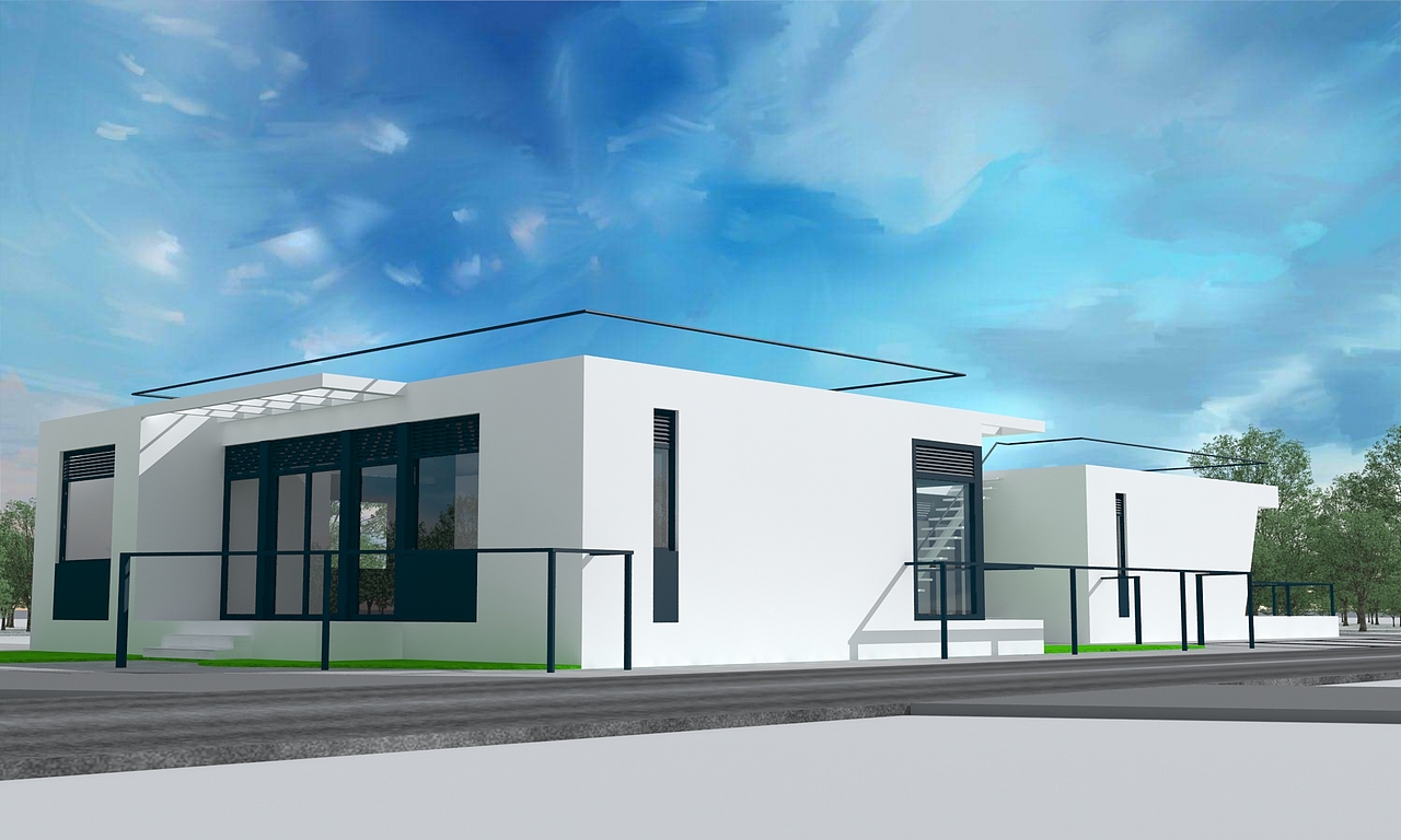 现代风格一层平顶别墅设计|三维|建筑/空间|狮子座设计 - 原创作品