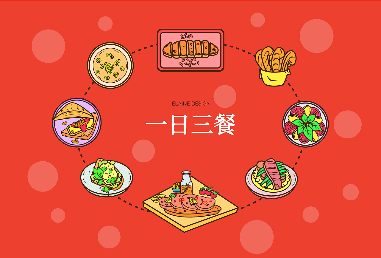 插画#餐饮 美食插画 一日三餐 粤菜